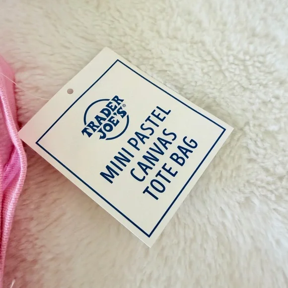 Trader Joe's Mini Pastel Canvas Tote Bag - Pink - Spring - Easter - Viral - Picture 3 of 5